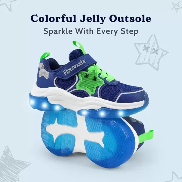 imageKids Tennis Shoes for Girls Boys Light Up Running Shoes Strap Walking Sneakers Fashion Funny LED TwinkleTots Flashing Shoes Toddler 10 to Little Kid 2Navy Green Light Up Shoes