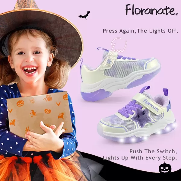 imageKids Tennis Shoes for Girls Boys Light Up Running Shoes Strap Walking Sneakers Fashion Funny LED TwinkleTots Flashing Shoes Toddler 10 to Little Kid 2White Purple Light Up Shoes Toddler