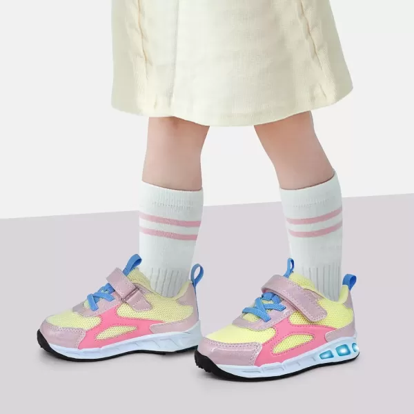 imageLight Up Toddler Boys Girls Shoes LED Flashing Lightweight Tennis Walking Sneakers for Toddler and Little KidBeige Yellow Toddler Light Up Shoes