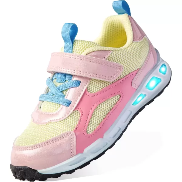 imageLight Up Toddler Boys Girls Shoes LED Flashing Lightweight Tennis Walking Sneakers for Toddler and Little KidBeige Yellow Toddler Light Up Shoes