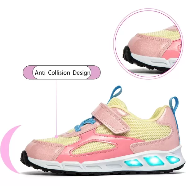 imageLight Up Toddler Boys Girls Shoes LED Flashing Lightweight Tennis Walking Sneakers for Toddler and Little KidBeige Yellow Toddler Light Up Shoes