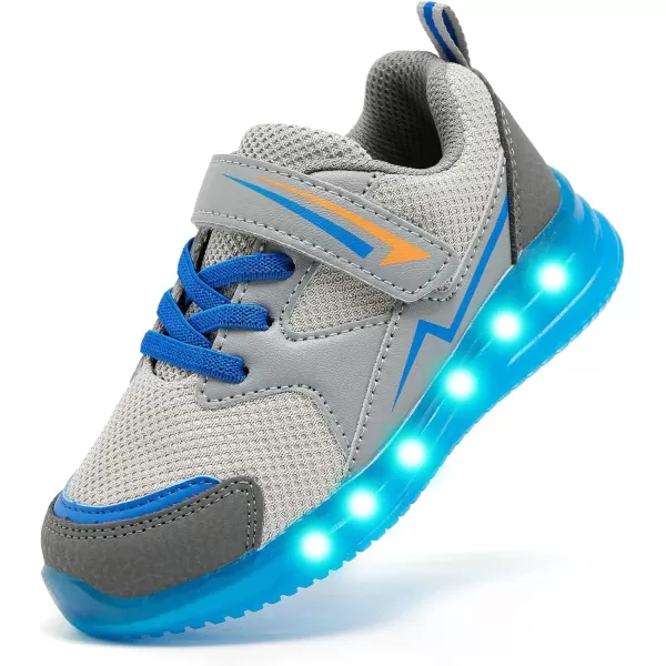 imageLight Up Toddler Boys Girls Shoes LED Flashing Lightweight Tennis Walking Sneakers for Toddler and Little KidBoy Light Up Sneakers Grey