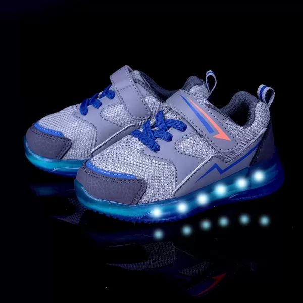 imageLight Up Toddler Boys Girls Shoes LED Flashing Lightweight Tennis Walking Sneakers for Toddler and Little KidBoy Light Up Sneakers Grey