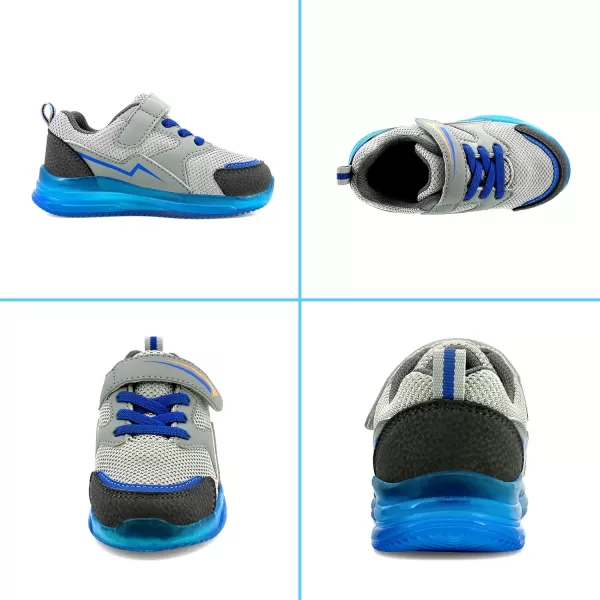imageLight Up Toddler Boys Girls Shoes LED Flashing Lightweight Tennis Walking Sneakers for Toddler and Little KidBoy Light Up Sneakers Grey