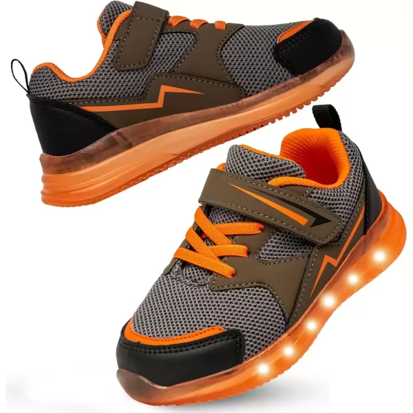 imageLight Up Toddler Boys Girls Shoes LED Flashing Lightweight Tennis Walking Sneakers for Toddler and Little KidBrown Light Up Shoes for Boys