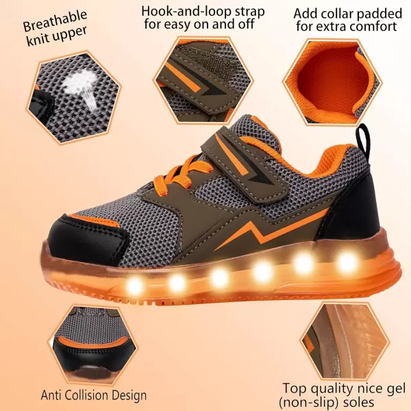 imageLight Up Toddler Boys Girls Shoes LED Flashing Lightweight Tennis Walking Sneakers for Toddler and Little KidBrown Light Up Shoes for Boys