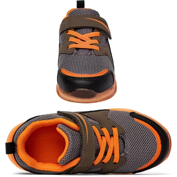 imageLight Up Toddler Boys Girls Shoes LED Flashing Lightweight Tennis Walking Sneakers for Toddler and Little KidBrown Light Up Shoes for Boys