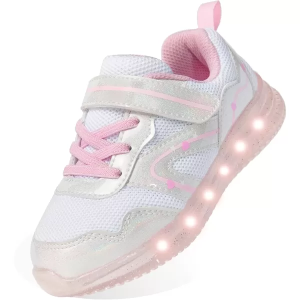 imageLight Up Toddler Boys Girls Shoes LED Flashing Lightweight Tennis Walking Sneakers for Toddler and Little KidGirls White Light Up Shoes