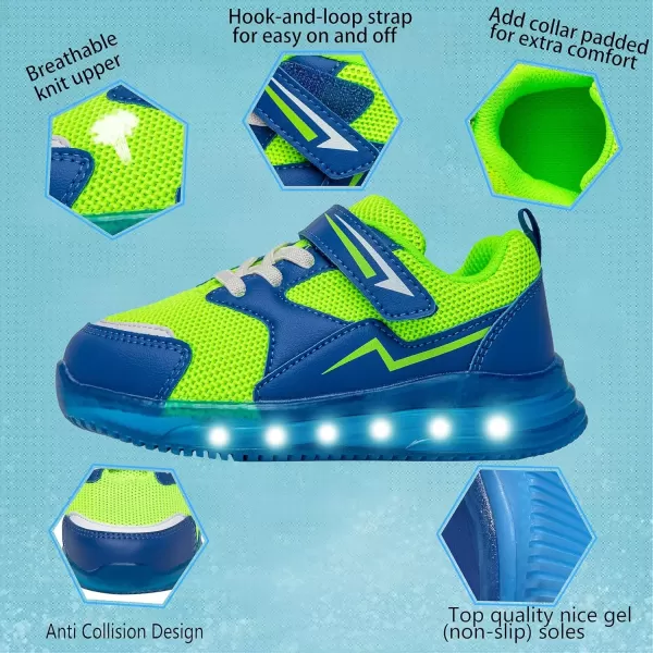 imageLight Up Toddler Boys Girls Shoes LED Flashing Lightweight Tennis Walking Sneakers for Toddler and Little KidGreen Light Up Shoes for Boys