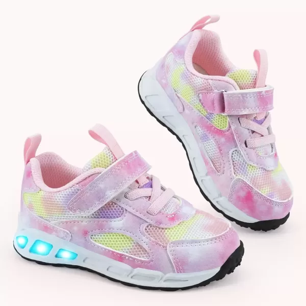 imageLight Up Toddler Boys Girls Shoes LED Flashing Lightweight Tennis Walking Sneakers for Toddler and Little KidPink Light Up Shoes