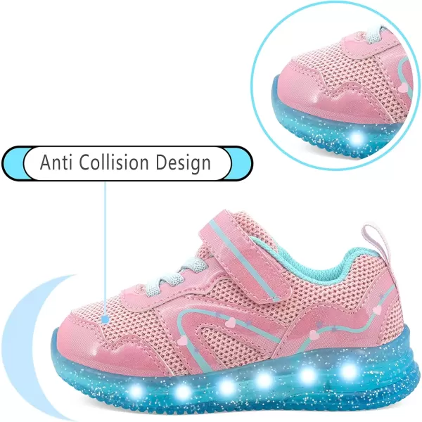 imageLight Up Toddler Boys Girls Shoes LED Flashing Lightweight Tennis Walking Sneakers for Toddler and Little KidPink Light Up Shoes Toddler