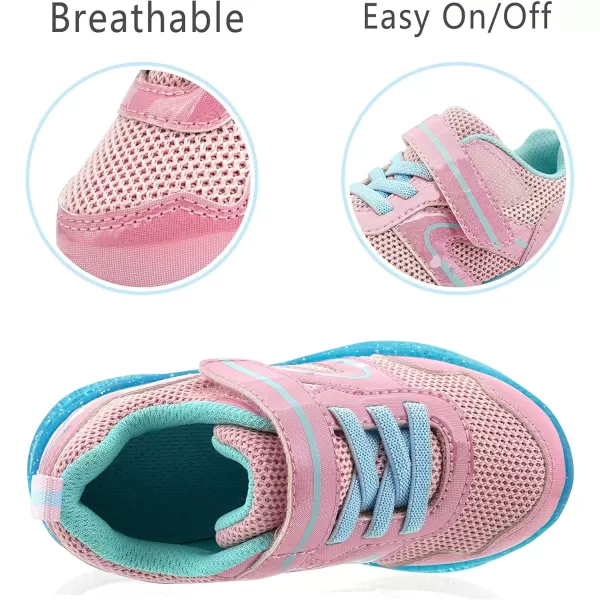 imageLight Up Toddler Boys Girls Shoes LED Flashing Lightweight Tennis Walking Sneakers for Toddler and Little KidPink Light Up Shoes Toddler