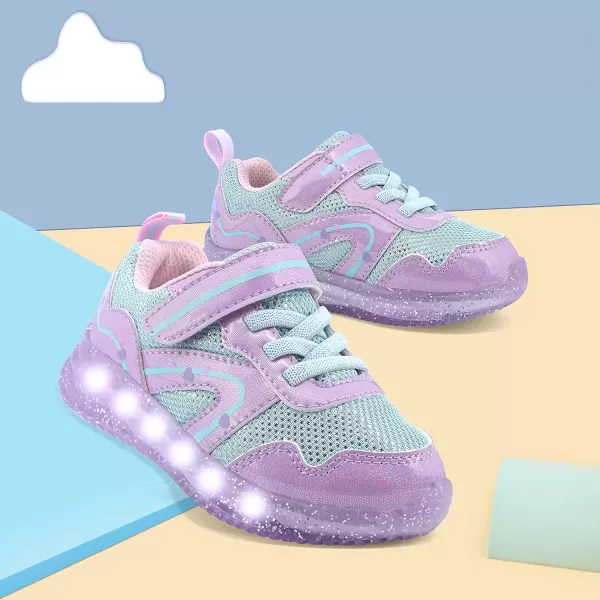 imageLight Up Toddler Boys Girls Shoes LED Flashing Lightweight Tennis Walking Sneakers for Toddler and Little KidPurple Light Up Shoes for Girls