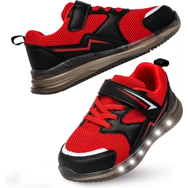 imageLight Up Toddler Boys Girls Shoes LED Flashing Lightweight Tennis Walking Sneakers for Toddler and Little KidRed Light Up Shoes for Boys