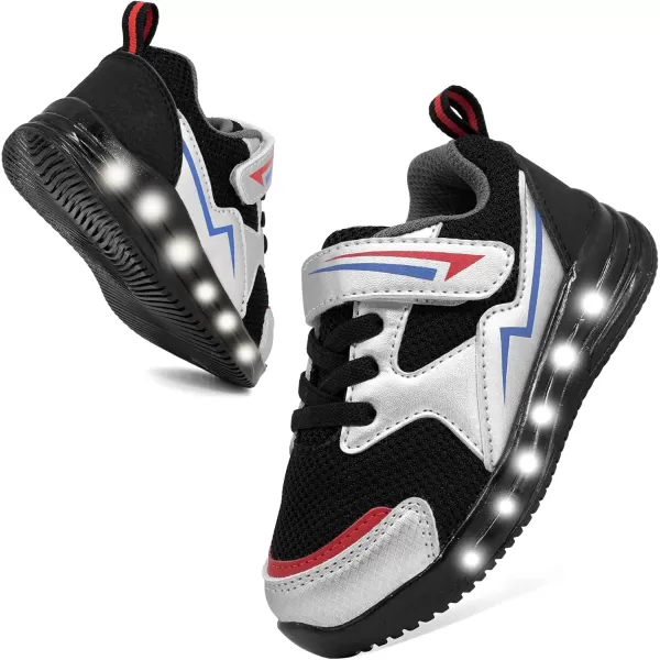 imageLight Up Toddler Boys Girls Shoes LED Flashing Lightweight Tennis Walking Sneakers for Toddler and Little KidToddler Black Light Up Shoes
