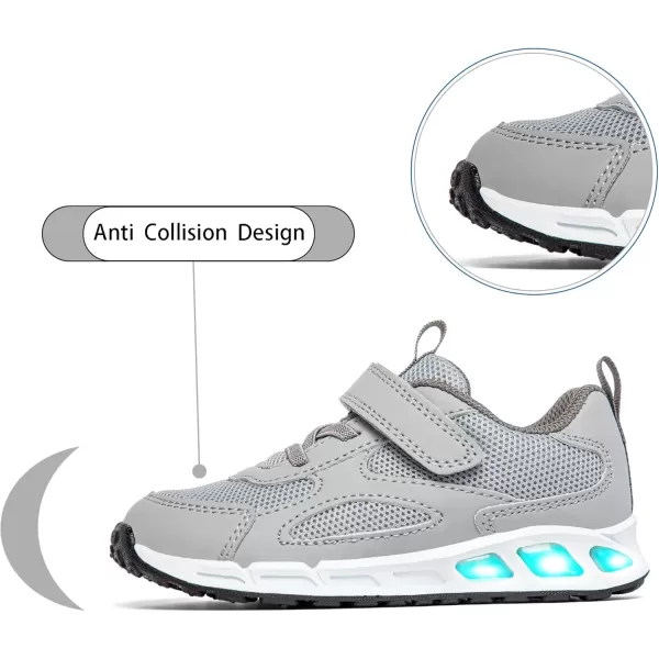 imageLight Up Toddler Boys Girls Shoes LED Flashing Lightweight Tennis Walking Sneakers for Toddler and Little KidToddler Boy Shoes Grey Light Up