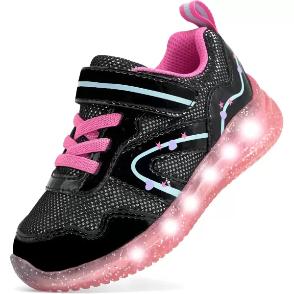 imageLight Up Toddler Boys Girls Shoes LED Flashing Lightweight Tennis Walking Sneakers for Toddler and Little KidToddler Girl Black Light Up Shoes