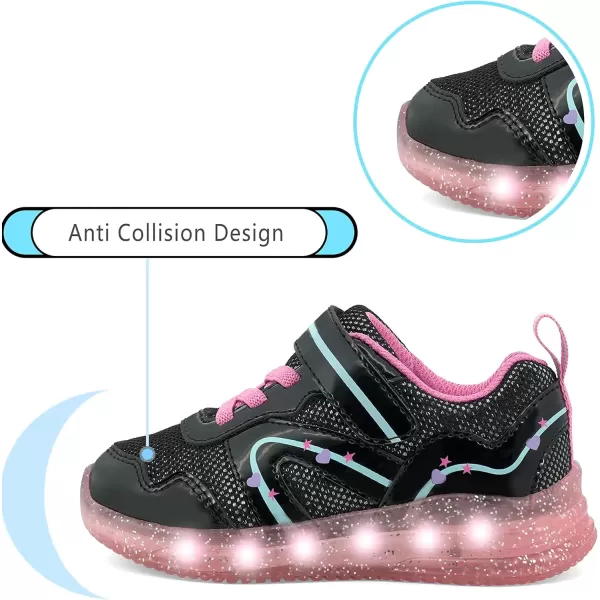 imageLight Up Toddler Boys Girls Shoes LED Flashing Lightweight Tennis Walking Sneakers for Toddler and Little KidToddler Girl Black Light Up Shoes