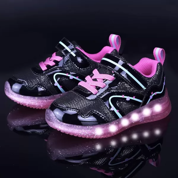 imageLight Up Toddler Boys Girls Shoes LED Flashing Lightweight Tennis Walking Sneakers for Toddler and Little KidToddler Girl Black Light Up Shoes