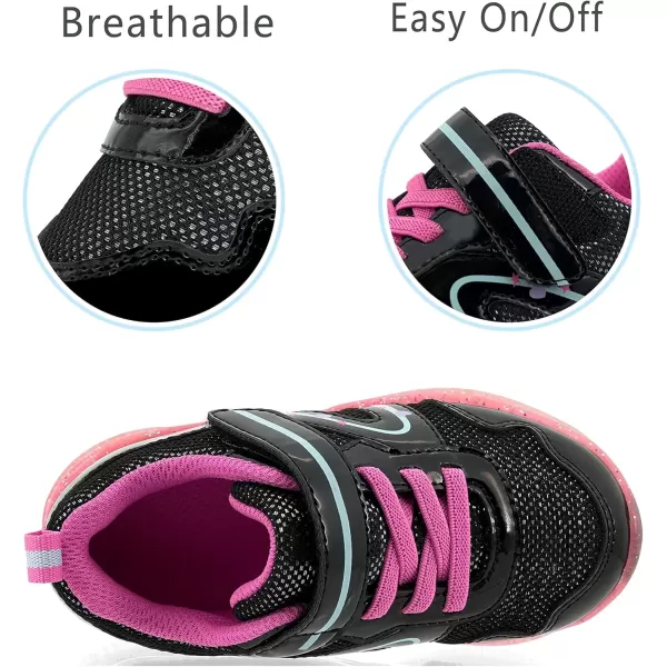 imageLight Up Toddler Boys Girls Shoes LED Flashing Lightweight Tennis Walking Sneakers for Toddler and Little KidToddler Girl Black Light Up Shoes