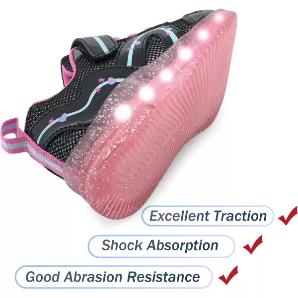 imageLight Up Toddler Boys Girls Shoes LED Flashing Lightweight Tennis Walking Sneakers for Toddler and Little KidToddler Girl Black Light Up Shoes