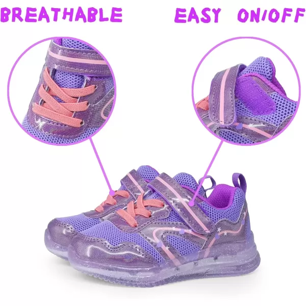 imageLight Up Toddler Boys Girls Shoes LED Flashing Lightweight Tennis Walking Sneakers for Toddler and Little KidToddler Purple Girl Light Up Shoes