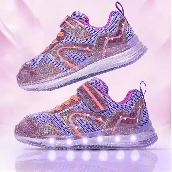 imageLight Up Toddler Boys Girls Shoes LED Flashing Lightweight Tennis Walking Sneakers for Toddler and Little KidToddler Purple Girl Light Up Shoes