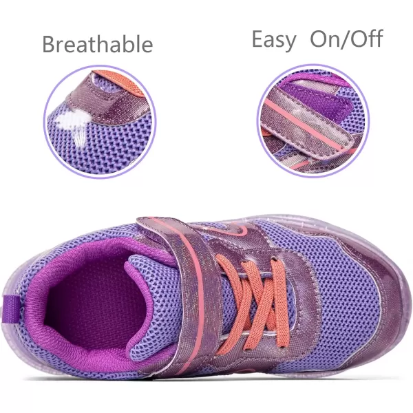 imageLight Up Toddler Boys Girls Shoes LED Flashing Lightweight Tennis Walking Sneakers for Toddler and Little KidToddler Purple Girl Light Up Shoes