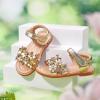 imageFlaryzone Toddler Little Girls Glitter Flower OpenToe Flat Dress Sandals Summer ShoesFm01gold