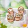 imageFlaryzone Toddler Little Girls Glitter Flower OpenToe Flat Dress Sandals Summer ShoesFm01gold