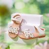 imageFlaryzone Toddler Little Girls Glitter Flower OpenToe Flat Dress Sandals Summer ShoesFm01white