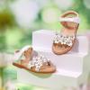 imageFlaryzone Toddler Little Girls Glitter Flower OpenToe Flat Dress Sandals Summer ShoesFm01white