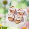 imageFlaryzone Toddler Little Girls Glitter Flower OpenToe Flat Dress Sandals Summer ShoesFm01white