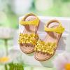 imageFlaryzone Toddler Little Girls Glitter Flower OpenToe Flat Dress Sandals Summer ShoesFm01yellow