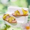 imageFlaryzone Toddler Little Girls Glitter Flower OpenToe Flat Dress Sandals Summer ShoesFm01yellow