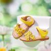 imageFlaryzone Toddler Little Girls Glitter Flower OpenToe Flat Dress Sandals Summer ShoesFm01yellow