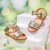 imageFlaryzone Toddler Little Girls Glitter Flower OpenToe Flat Dress Sandals Summer ShoesFm02gold