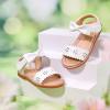 imageFlaryzone Toddler Little Girls Glitter Flower OpenToe Flat Dress Sandals Summer ShoesFm02white