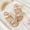 imageFlaryzone Toddler Little Girls Glitter Flower OpenToe Flat Dress Sandals Summer ShoesFm03gold