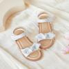 imageFlaryzone Toddler Little Girls Glitter Flower OpenToe Flat Dress Sandals Summer ShoesFm03white