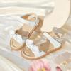 imageFlaryzone Toddler Little Girls Glitter Flower OpenToe Flat Dress Sandals Summer ShoesFm03white