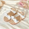 imageFlaryzone Toddler Little Girls Glitter Flower OpenToe Flat Dress Sandals Summer ShoesFm03white