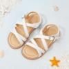 imageFlaryzone Toddler Little Girls Glitter Flower OpenToe Flat Dress Sandals Summer ShoesFm05white