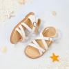 imageFlaryzone Toddler Little Girls Glitter Flower OpenToe Flat Dress Sandals Summer ShoesFm05white