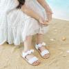 imageFlaryzone Toddler Little Girls Glitter Flower OpenToe Flat Dress Sandals Summer ShoesFm06white