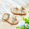 imageFlaryzone Toddler Little Girls Glitter Flower OpenToe Flat Dress Sandals Summer ShoesFm07gold