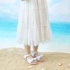 imageFlaryzone Toddler Little Girls Glitter Flower OpenToe Flat Dress Sandals Summer ShoesFm07white