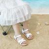 imageFlaryzone Toddler Little Girls Glitter Flower OpenToe Flat Dress Sandals Summer ShoesFr061white