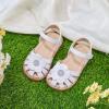 imageFlaryzone Toddler Little Girls Glitter Flower OpenToe Flat Dress Sandals Summer ShoesFr311white