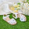 imageFlaryzone Toddler Little Girls Glitter Flower OpenToe Flat Dress Sandals Summer ShoesFr311white